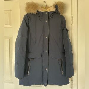 Lauren Ralph Lauren Navy Ski Jacket with Faux Fur Hood